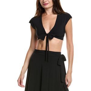 Commando® Womens Classic Wrap Cover-Up Crop Top, Black